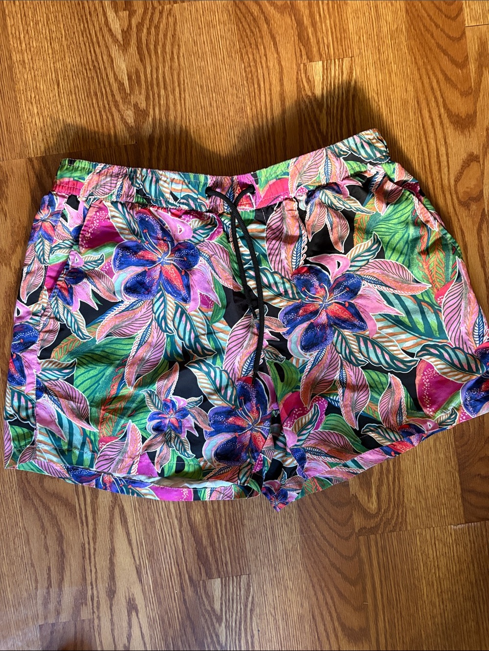 Forever 21 Men’s Tropical Floral Swim Trunks - Pink, Green, Blue